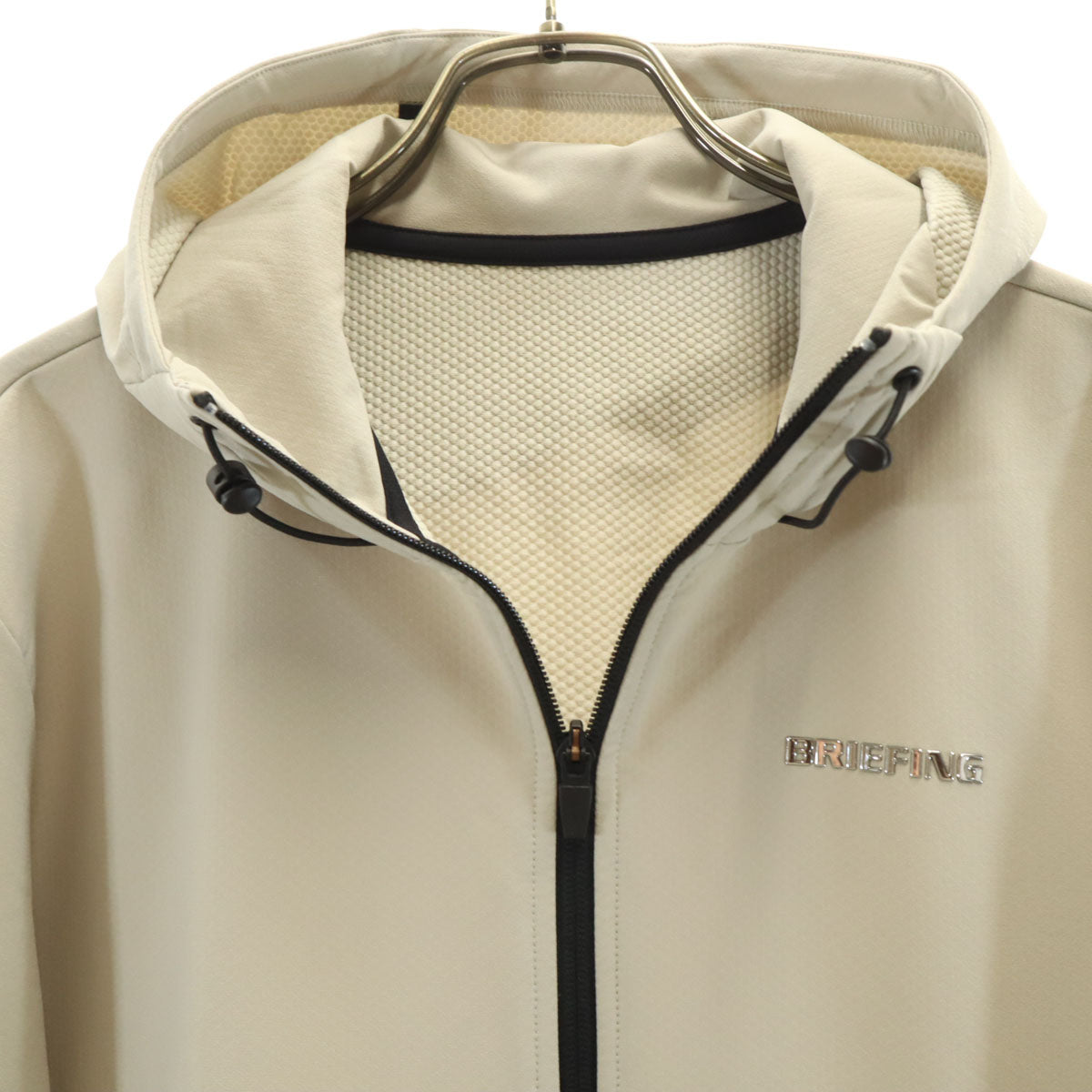 美品 BRIEFING ブリーフィング ゴルフ ストーム ジップパーカー L グレージュ メンズ