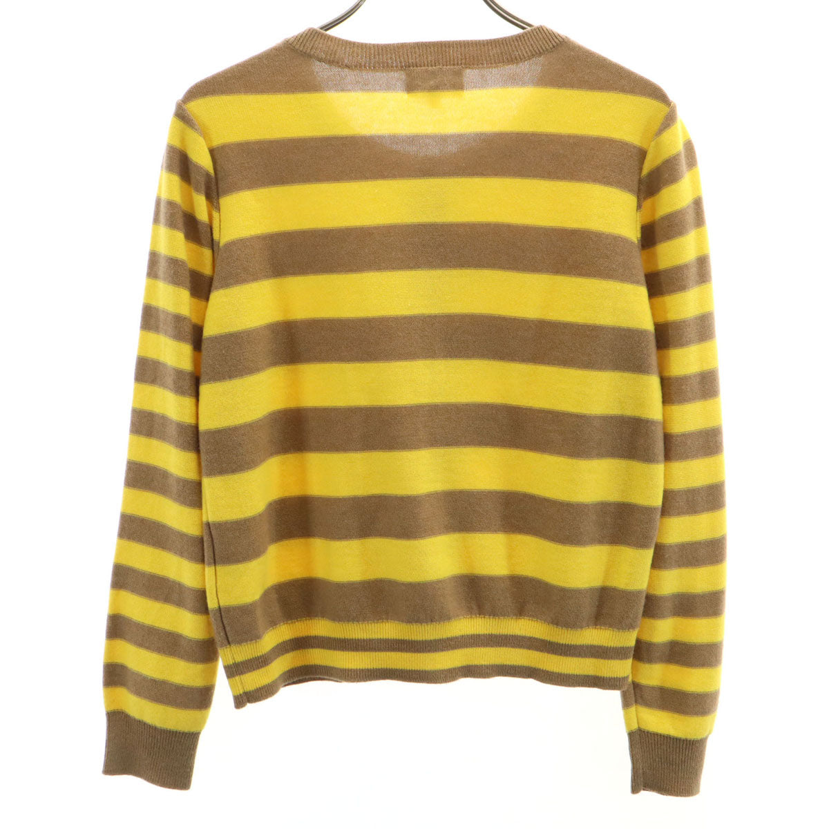 LANVIN en Bleu ランバンオンブルー ボーダー柄 長袖 ニットカーディガン 38 イエロー レディース