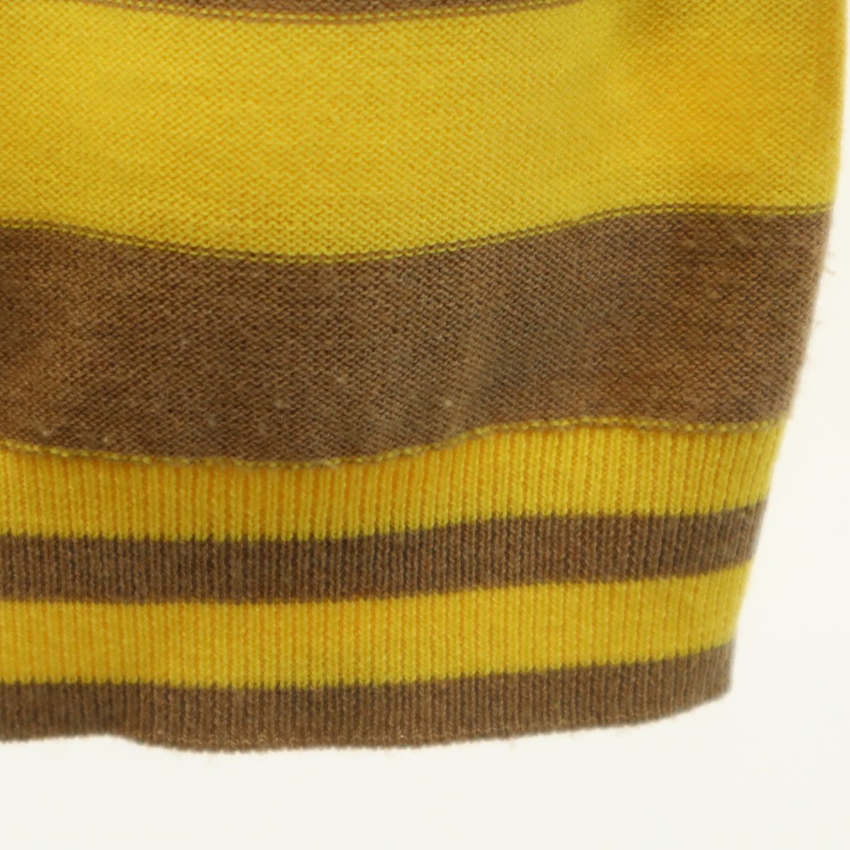 LANVIN en Bleu ランバンオンブルー ボーダー柄 長袖 ニットカーディガン 38 イエロー レディース