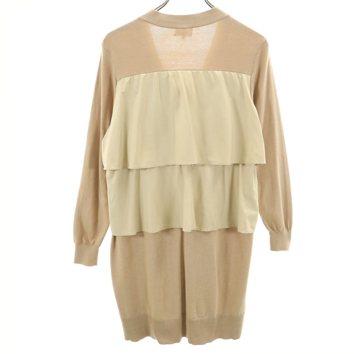 LANVIN en Bleu ランバンオンブルー ロング ニットカーディガン 38 ベージュ レディース