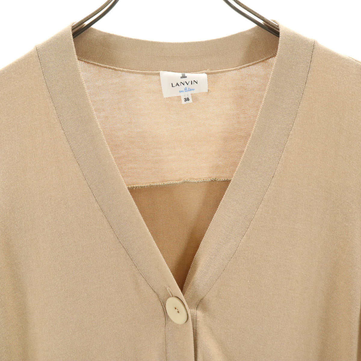 LANVIN en Bleu ランバンオンブルー ロング ニットカーディガン 38 ベージュ レディース
