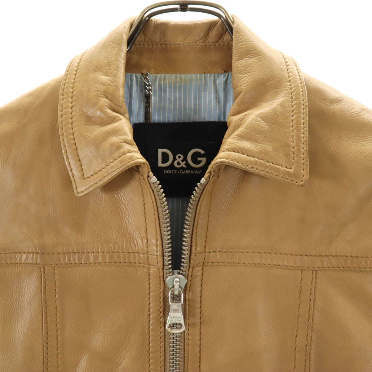 D&G DOLCE&GABBANA ディーアンドジー ドルチェアンドガッバーナ レザージャケット 38 キャメル レディース