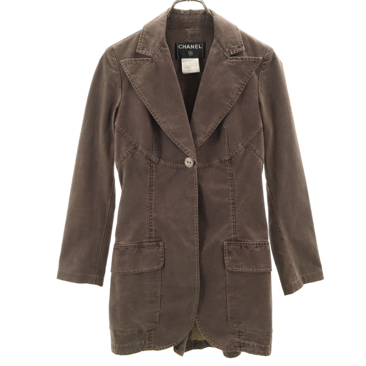 CHANEL シャネル イタリア製 P20703V11996 コットンジャケット 34 ブラウン系 レディース
