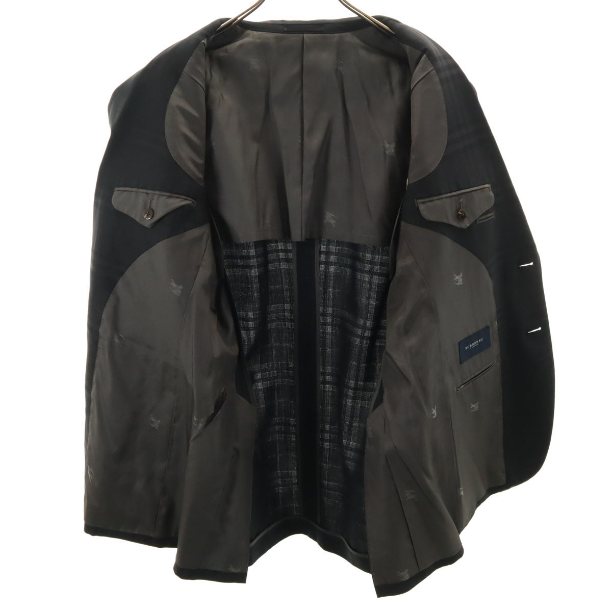 BURBERRY LONDON バーバリーロンドン 日本製 チェック柄 テーラードジャケット A7 ブラック 三陽商会 メンズ