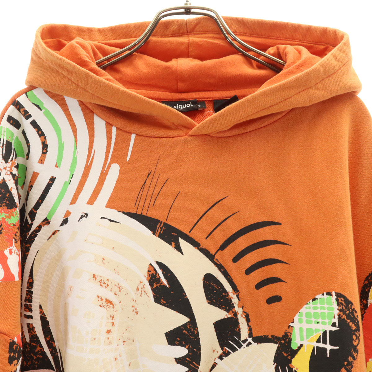 Desigual デシグアル DISNEY ディズニー コラボ ミッキーマウス 長袖 スウェットパーカー S オレンジ レディース