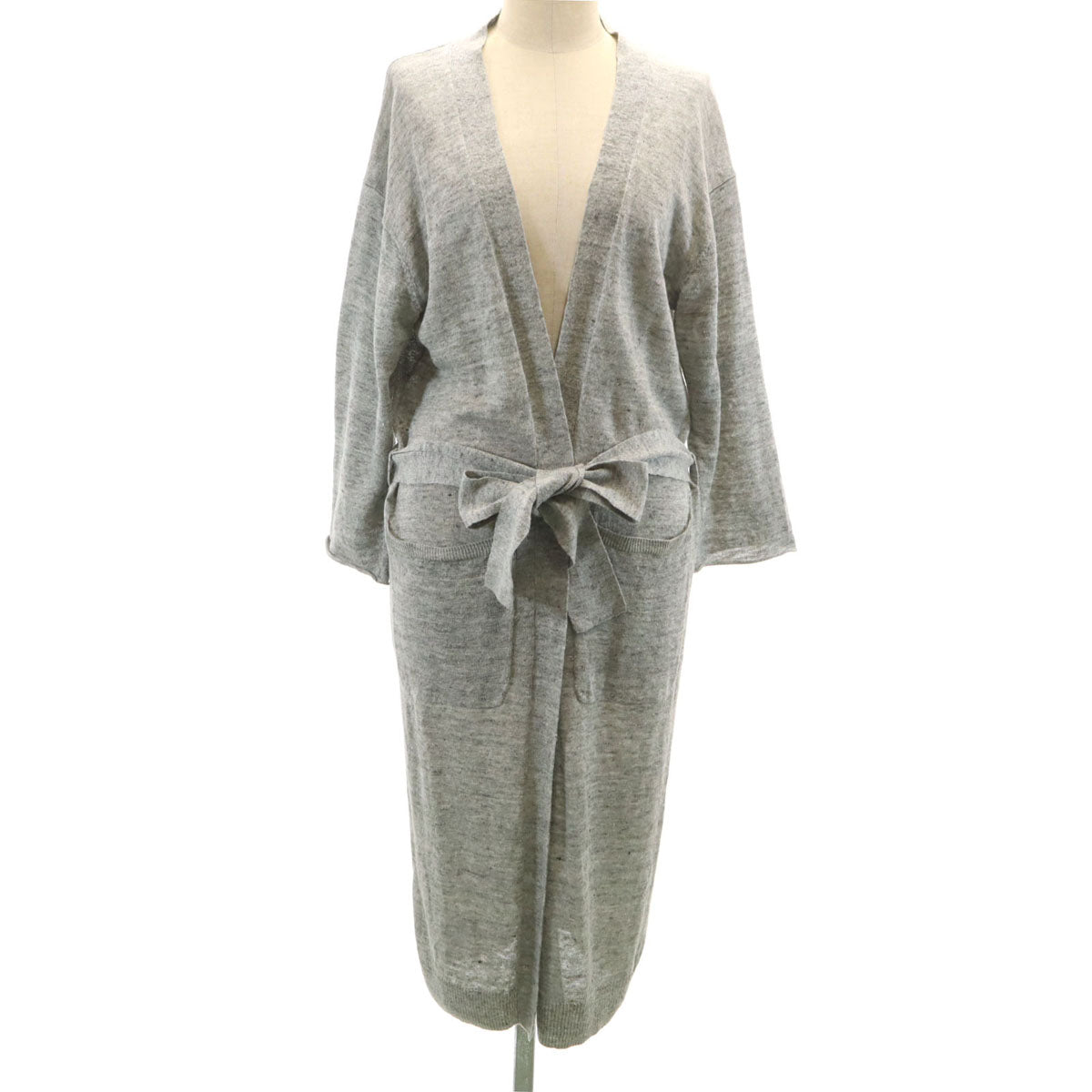 Ron Herman ロンハーマン リネン100％ 長袖 ロング ニットカーディガン XS グレー レディース