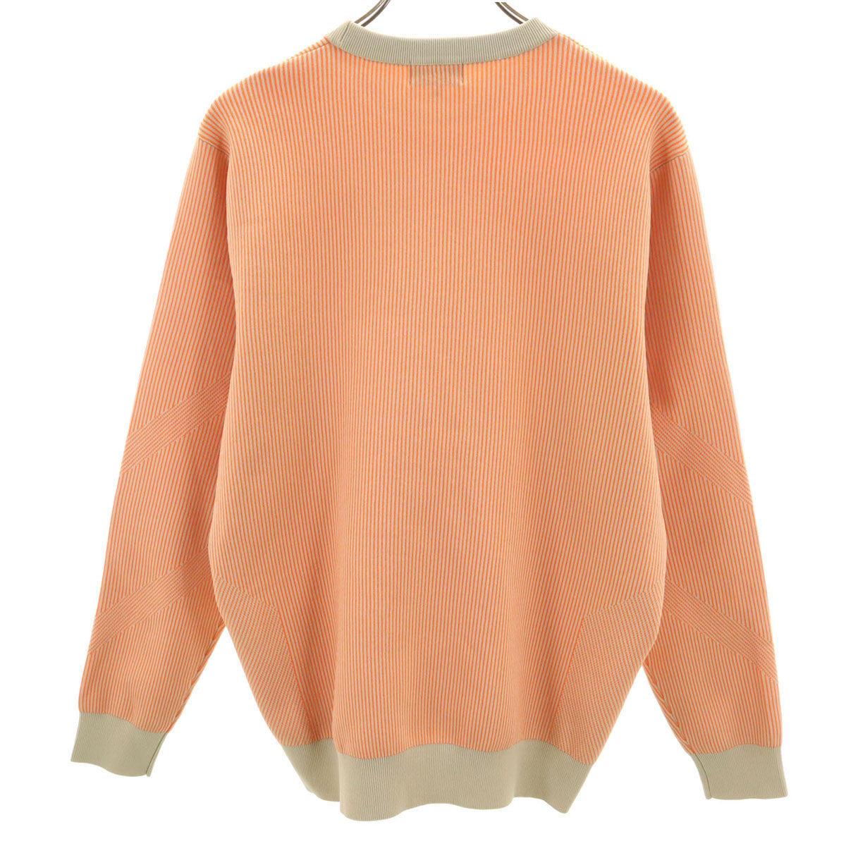 美品 LANVIN SPORT ランバンスポール ストライプ柄 長袖 ニット 40 オレンジ メンズ