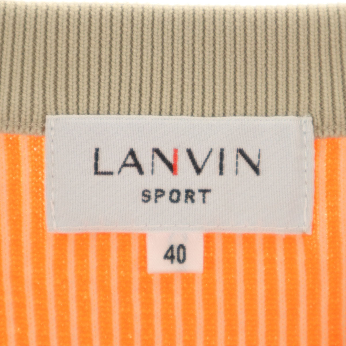 美品 LANVIN SPORT ランバンスポール ストライプ柄 長袖 ニット 40 オレンジ メンズ