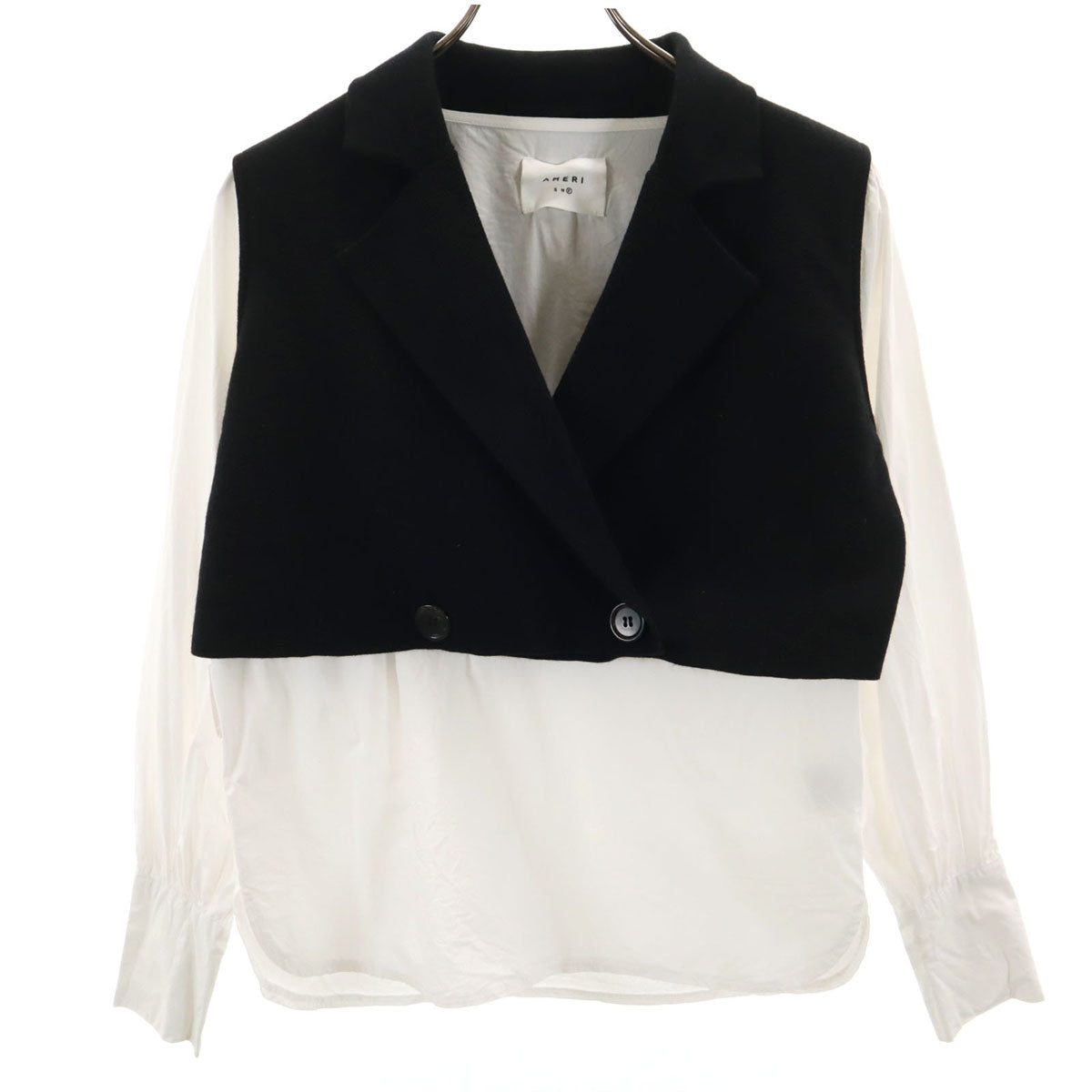 AMERI UNDRESSED アメリ 長袖 ニットレイヤード シャツ F ホワイト プルオーバー レディース