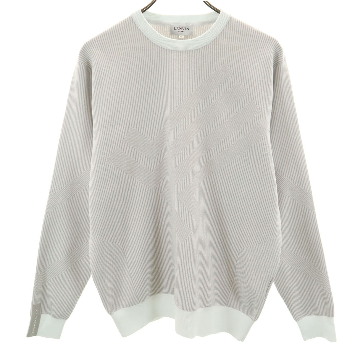 LANVIN SPORT ランバンスポール ストライプ柄 長袖 ニット 40 グレー メンズ