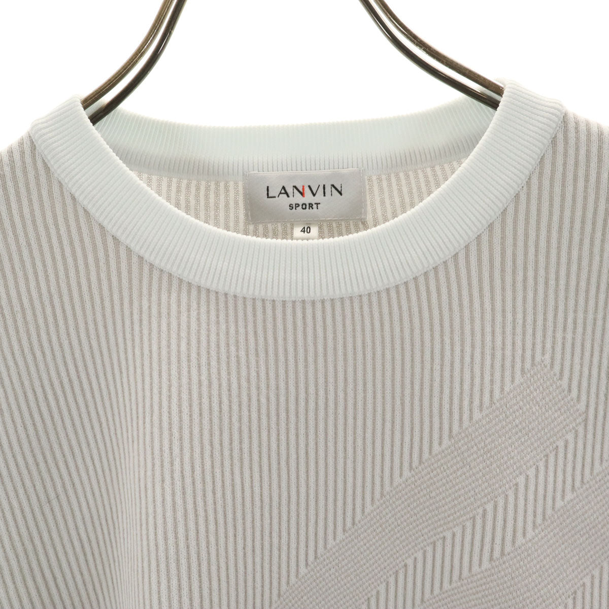 LANVIN SPORT ランバンスポール ストライプ柄 長袖 ニット 40 グレー メンズ