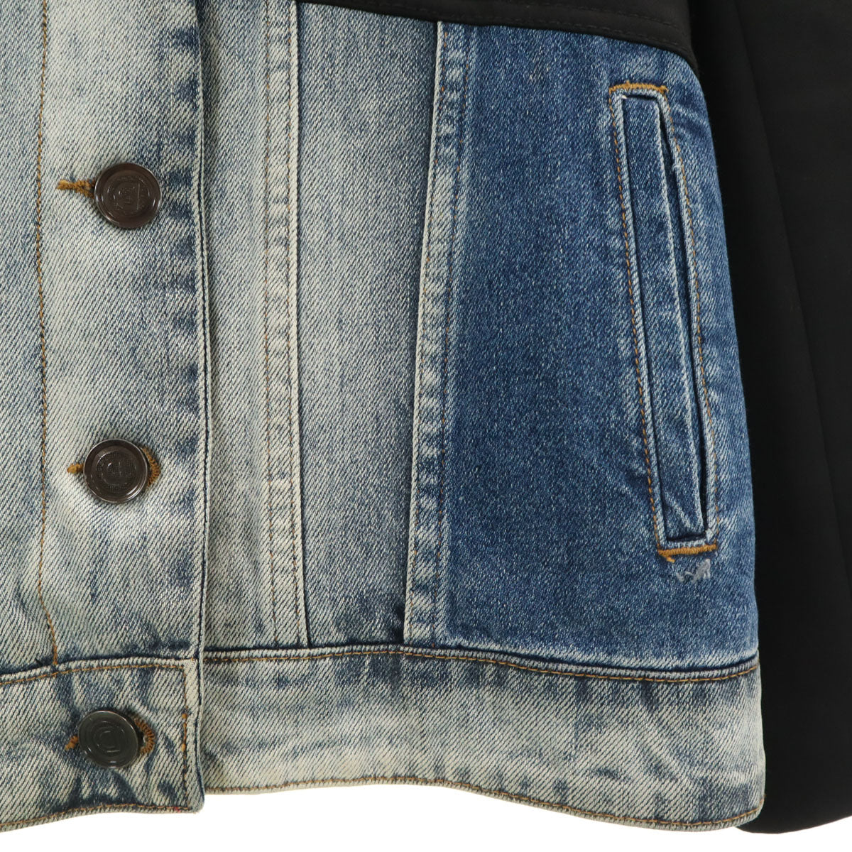 Desigual デシグアル デニム切替 ハイブリッドスリム ブレザー 36 ブラック レディース