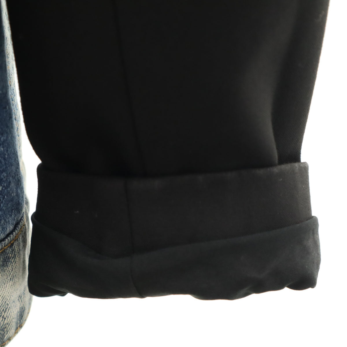 Desigual デシグアル デニム切替 ハイブリッドスリム ブレザー 36 ブラック レディース