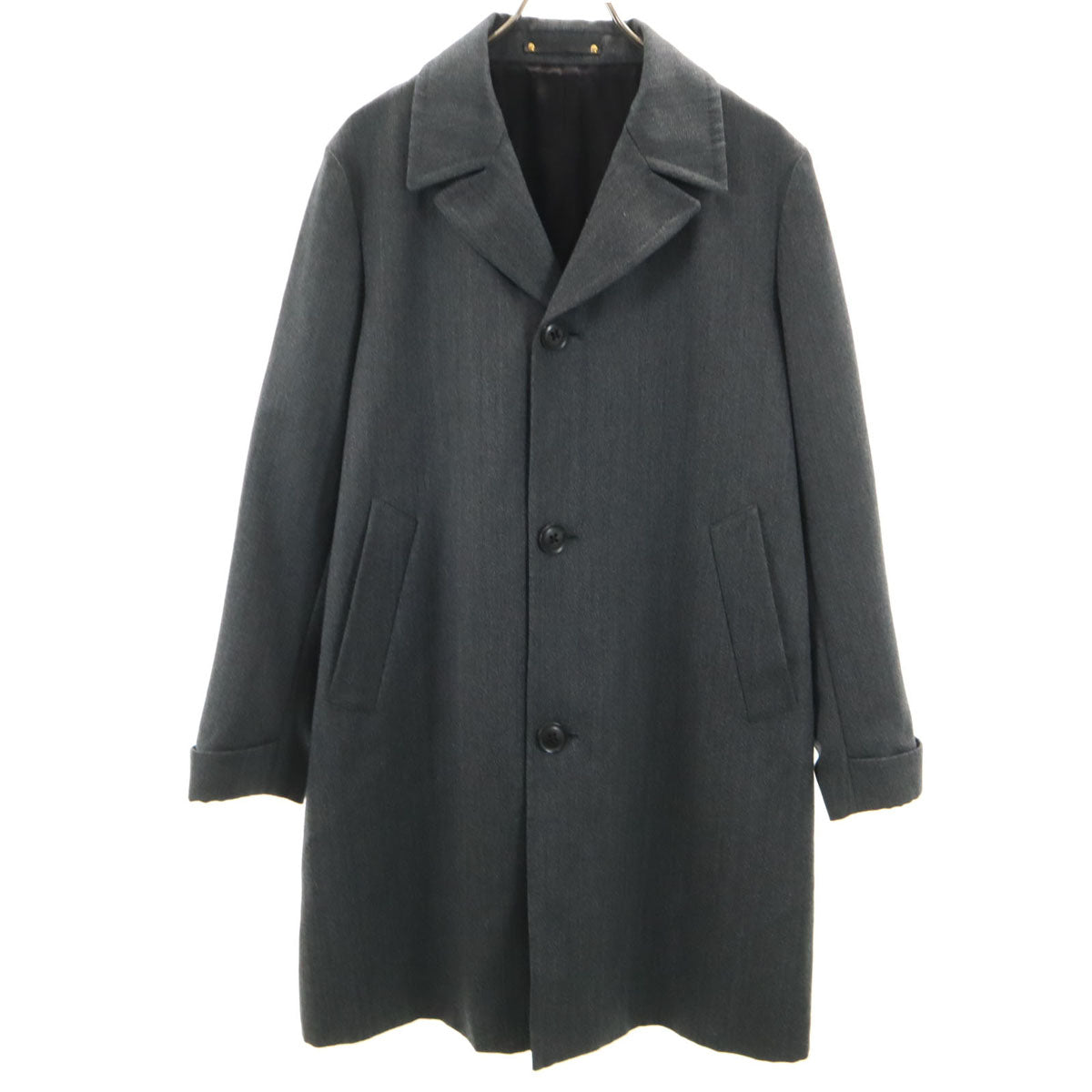 Paul Smith ポールスミス 日本製 ヘリンボーン チェスターコート M チャコールグレー メンズ
