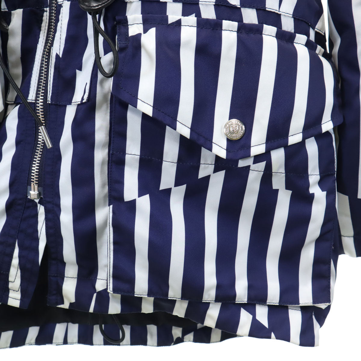 BLACK LABEL CRESTBRIDGE ブラックレーベルクレストブリッジ 16SS ストライプ柄 ナイロンジャケット M ブルー ミハラヤスヒロ 三陽商会 フーディー メンズ