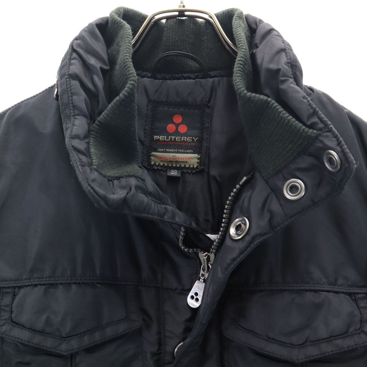 PEUTEREY ピューテリー ダブルジップ ナイロンジャケット 48 ブラック フーディー メンズ