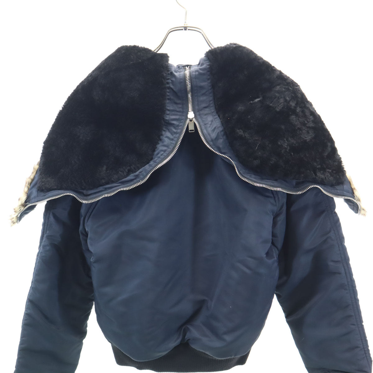 SAINT LAURENT サンローラン 15AW イタリア製 マーモットファー N-2B ミリタリージャケット 42 ネイビー フライトジャケット メンズ