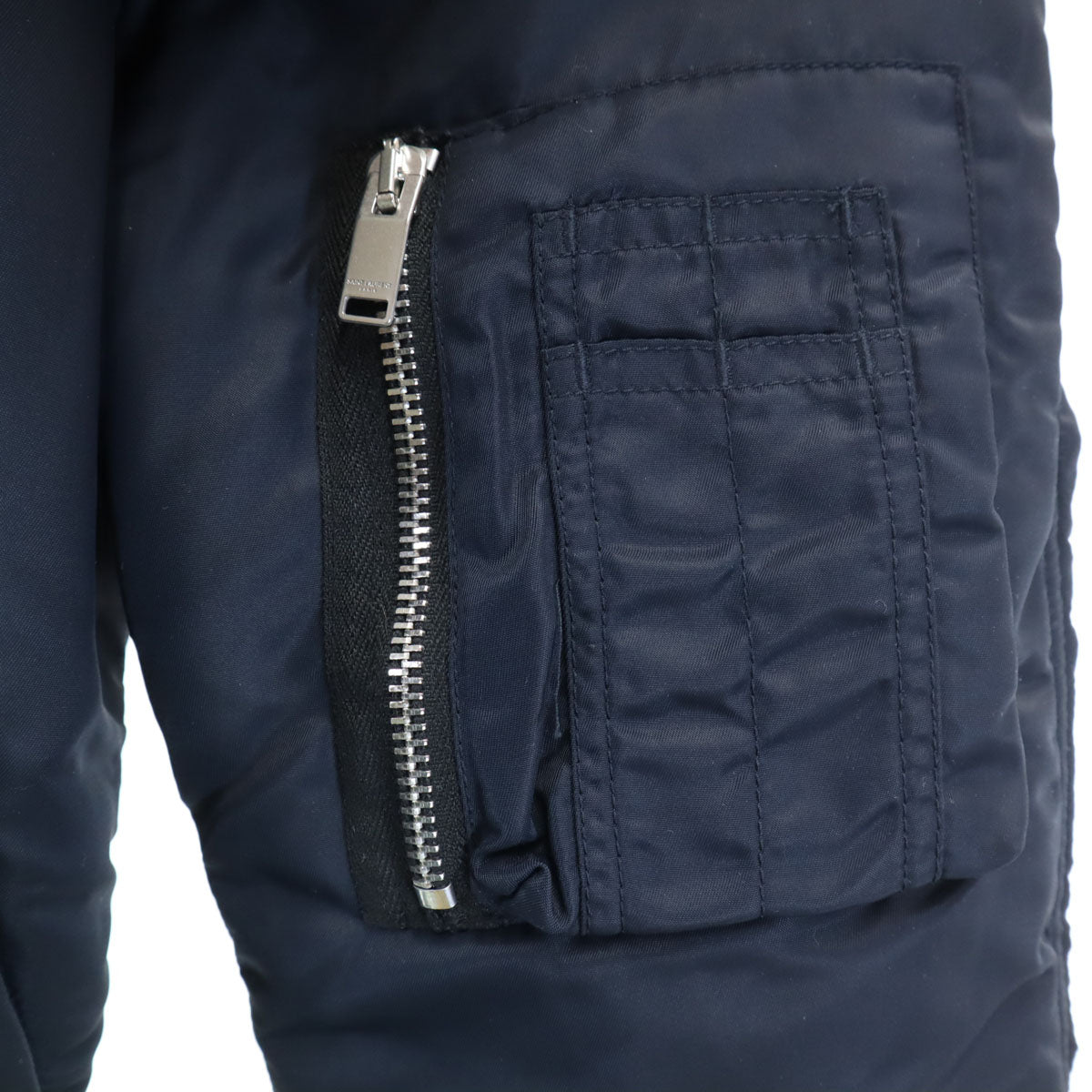 SAINT LAURENT サンローラン 15AW イタリア製 マーモットファー N-2B ミリタリージャケット 42 ネイビー フライトジャケット メンズ