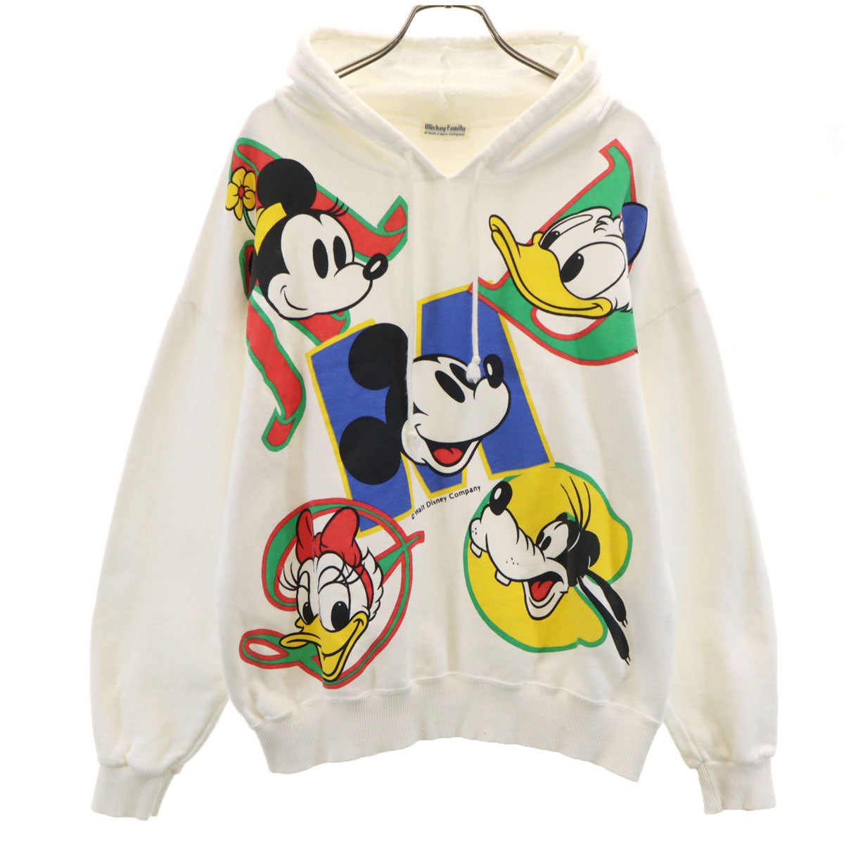 Mickey Family ミッキーファミリー 90s オールド 長袖 スウェットパーカー ホワイト メンズ