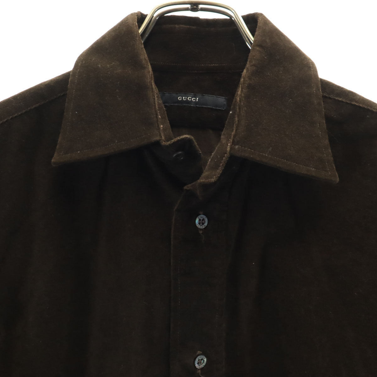 美品 GUCCI グッチ イタリア製 長袖 コーデュロイシャツ 38 ブラウン メンズ
