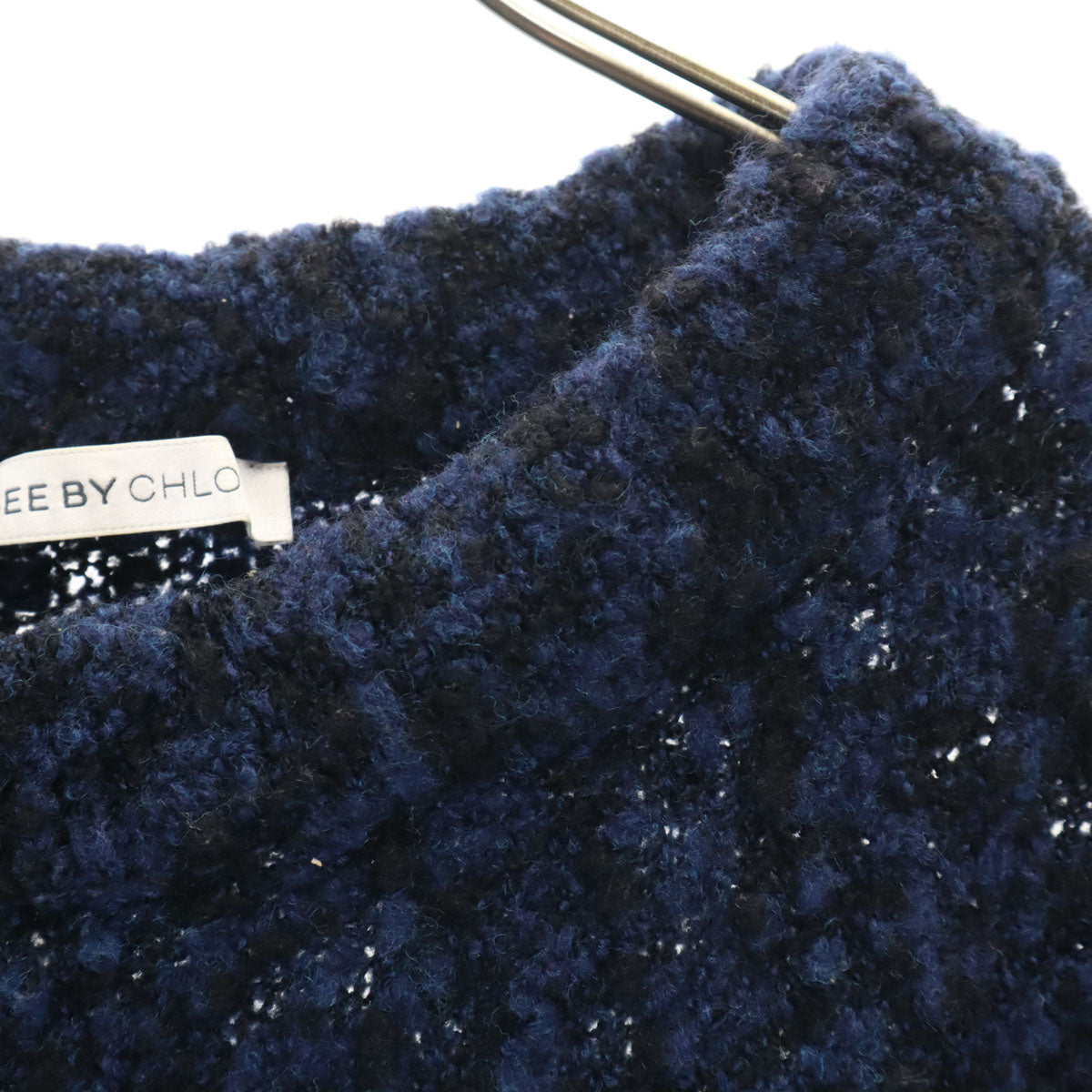 SEE BY CHLOE シーバイクロエ 半袖 ニット ワンピース 38 ネイビー レディース