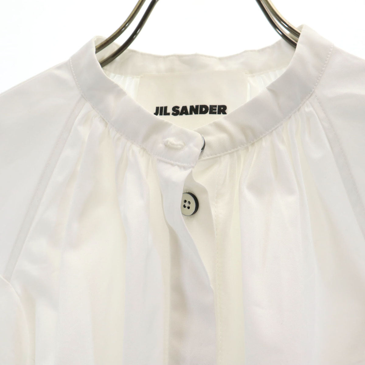 JIL SANDER ジルサンダー イタリア製 長袖 ギャザー ブラウス 34 ホワイト シャツ レディース