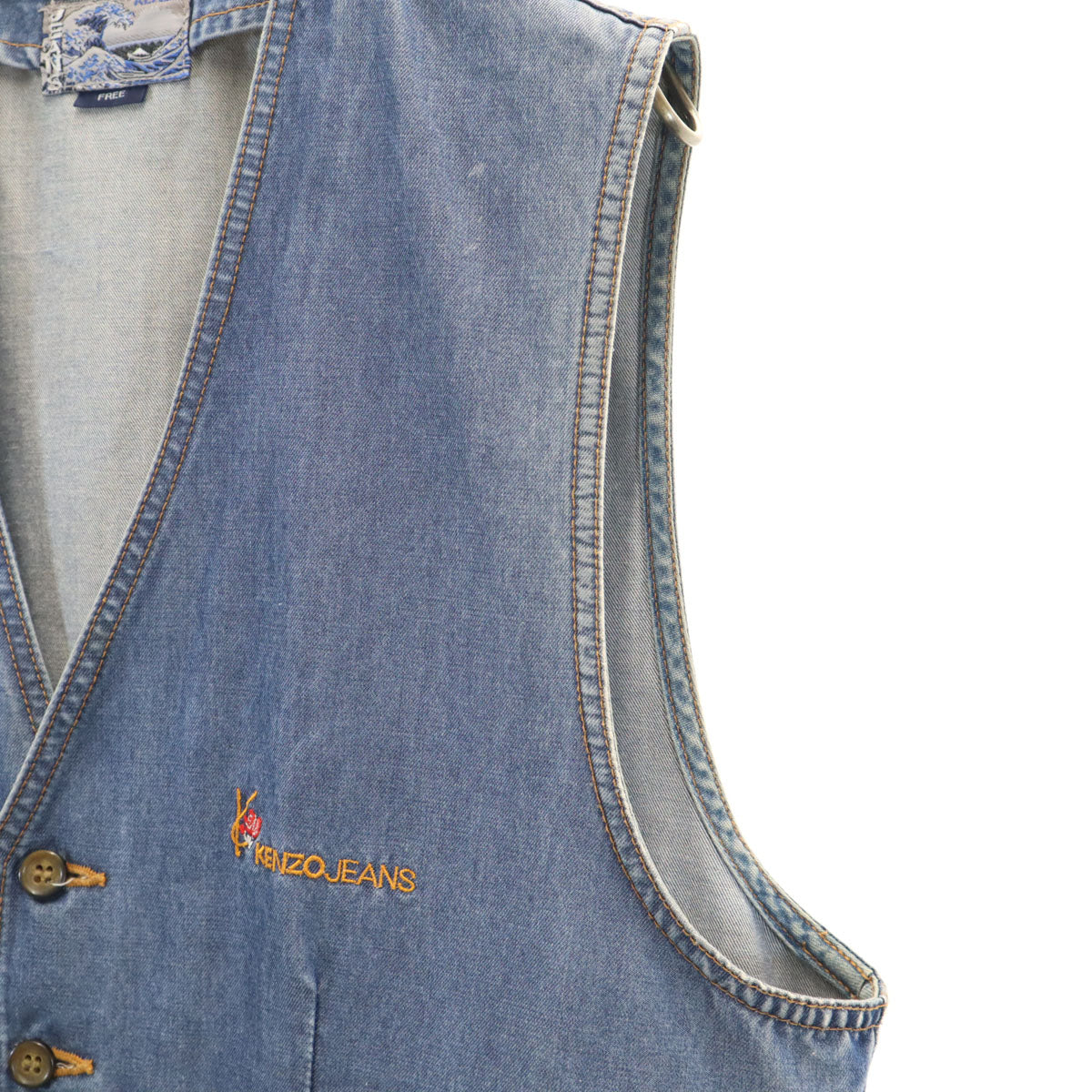 KENZO JEANS ケンゾージーンズ 90s 日本製 オールド デニム ジレベスト FREE ウォッシュブルー メンズ