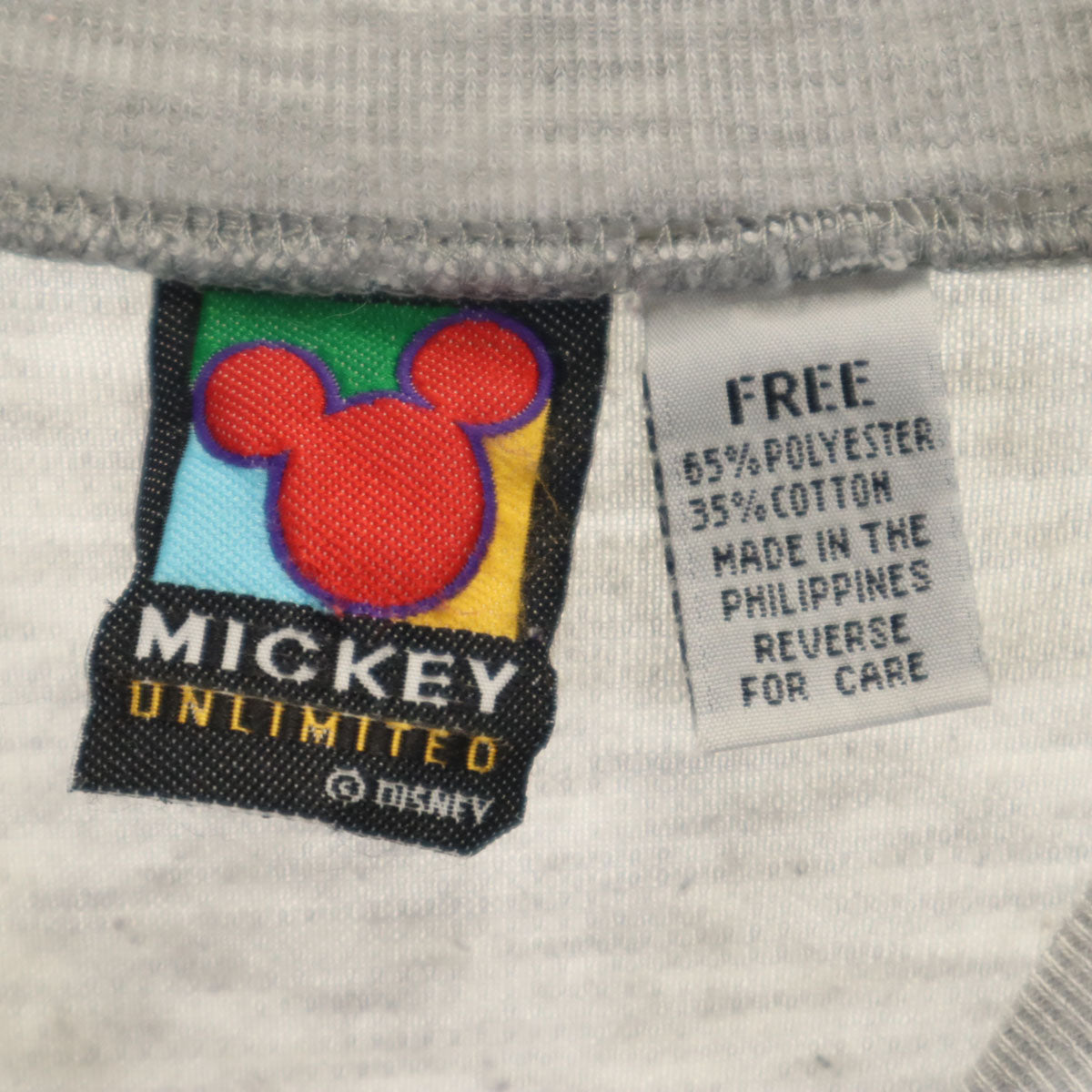 MICKEY UNLIMITED ミッキーアンリミテッド 90s オールド ミッキーマウス 長袖 Tシャツ FREE グレー ロンT ディズニー メンズ
