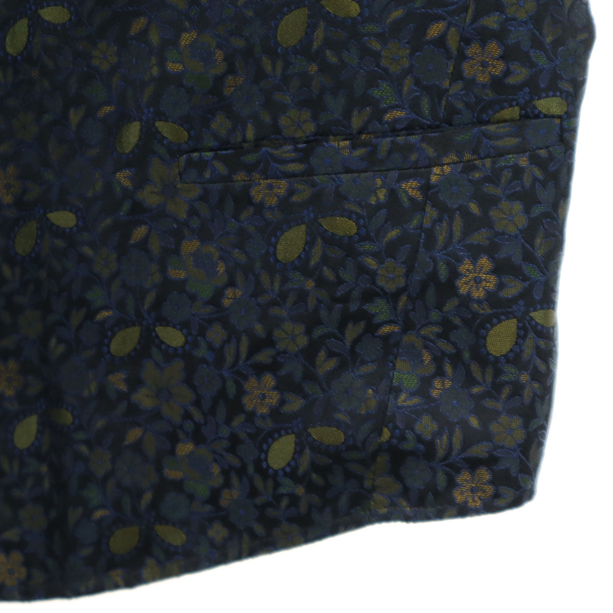 KENZO ケンゾー 90s 日本製 シルク オールド 花柄 スタンドカラー ジャケット F ネイビー レディース