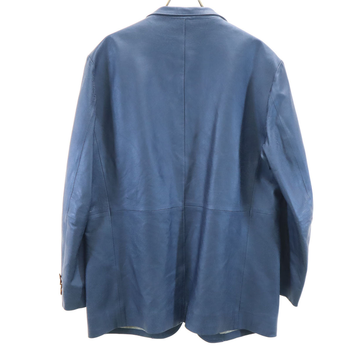 LANVIN LA COLLECTION ランバンコレクション 日本製 羊革レザー テーラードジャケット 52 青紺 メンズ