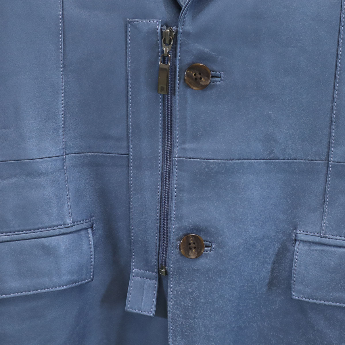 LANVIN LA COLLECTION ランバンコレクション 日本製 羊革レザー テーラードジャケット 52 青紺 メンズ