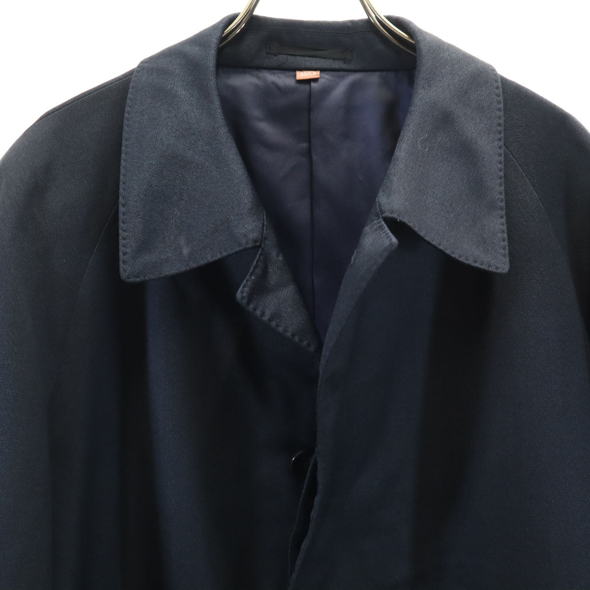 YVES SAINT LAURENT イヴサンローラン 90s 日本製 シルクブレンド オールド ステンカラーコート A4 ネイビー メンズ