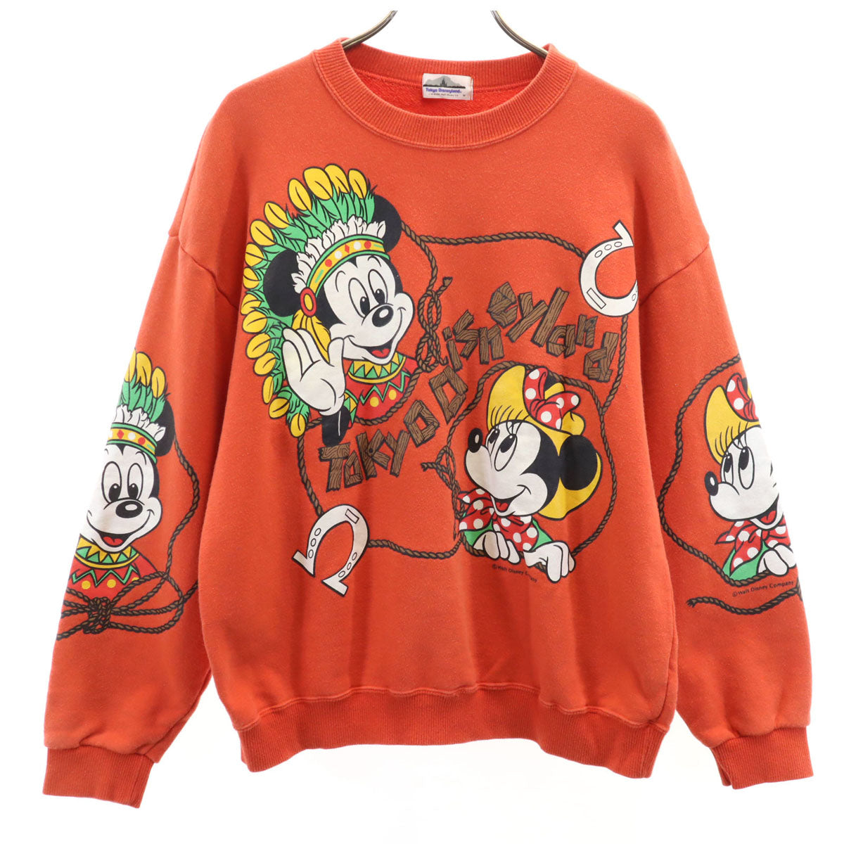 Tokyo Disneyland 東京ディズニーランド ミッキーマウス ミニーマウス 長袖 スウェット トレーナー M 朱色 レディース