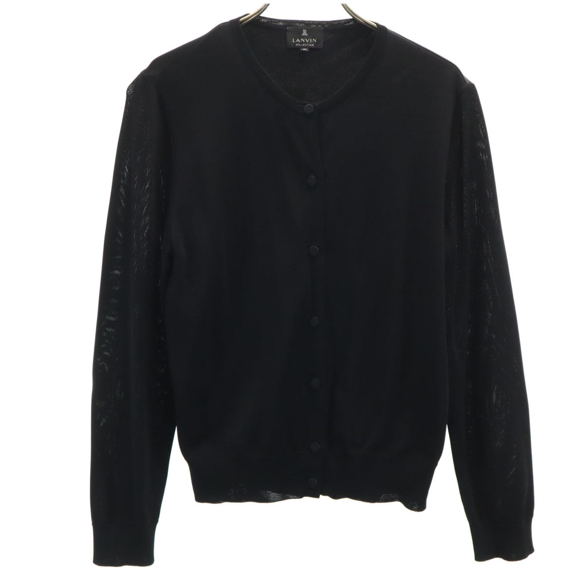 LANVIN LA COLLECTION ランバンコレクション 日本製 長袖 カーディガン 40 ブラック レディース