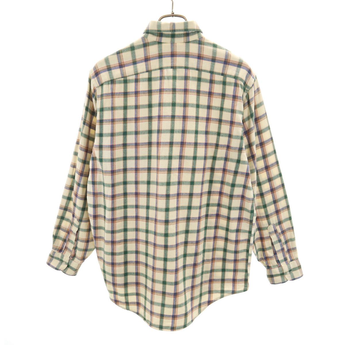 L.L.Bean エルエルビーン 90s USA製 オールド チェック柄 長袖 コットンネル ボタンダウンシャツ M ベージュ アウトドア メンズ