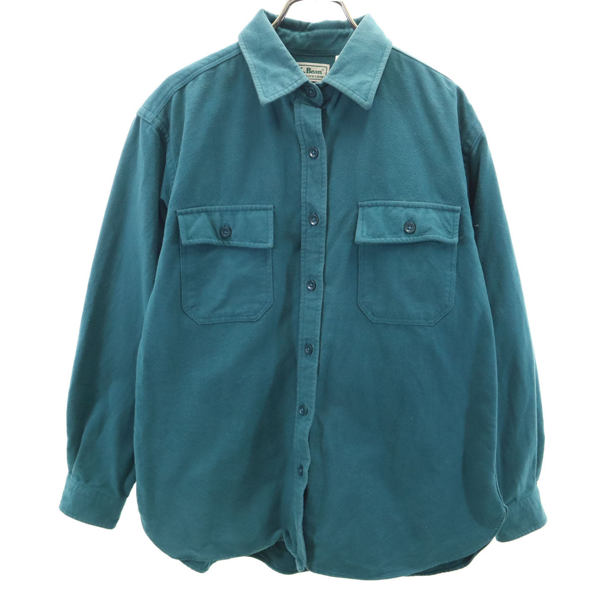 L.L.Bean エルエルビーン 90s オールド 長袖 シャモアクロス シャツ M グリーン系 アウトドア フランネル レディース