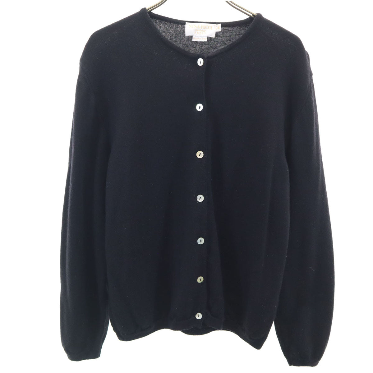 NINA RICCI ニナリッチ イタリア製 長袖 ニットカーディガン M ブラック レディース