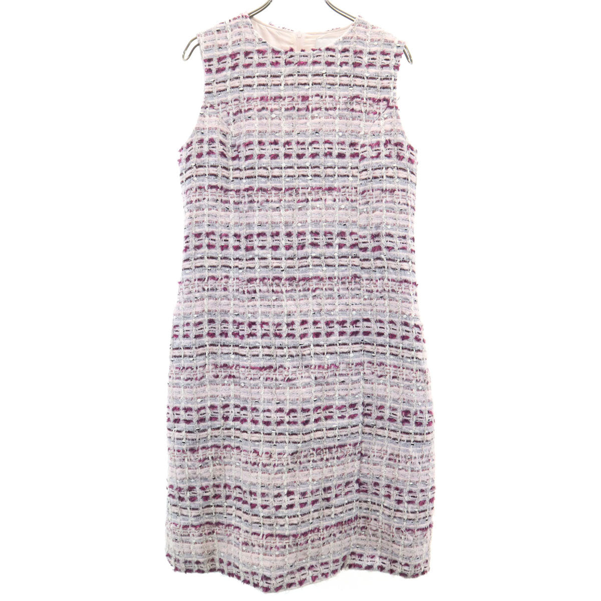 Rene ルネ 日本製 ノースリーブ MALHIA KENT生地 ツイード ワンピース 36 ピンク系 レディース