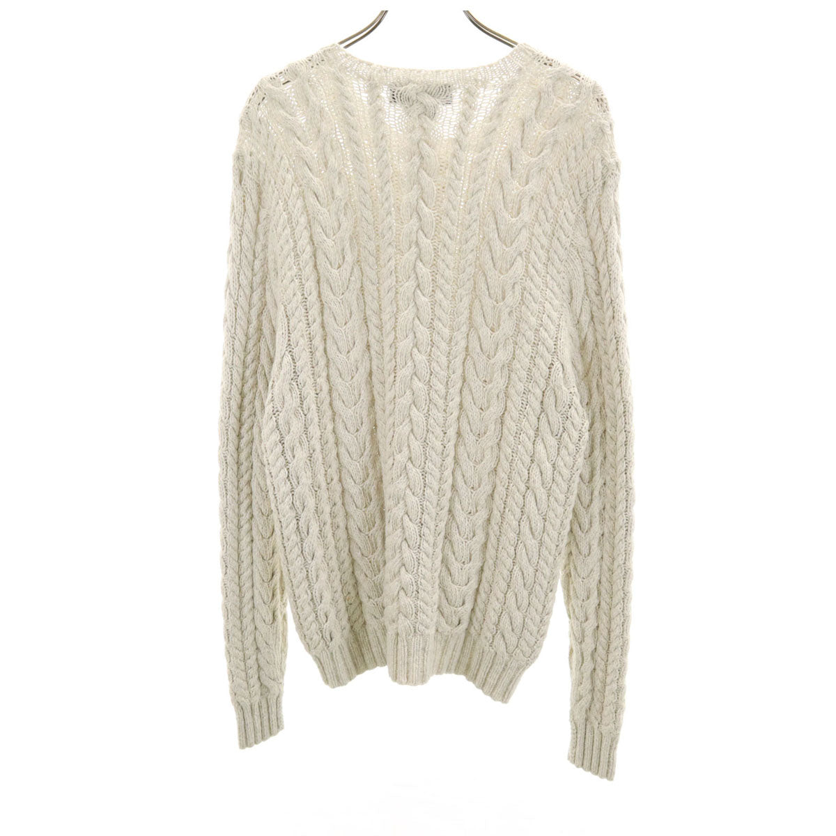 Polo by Ralph Lauren ポロバイラルフローレン 90s オールド 長袖 ハンド ニット M ホワイト ケーブルニット メンズ