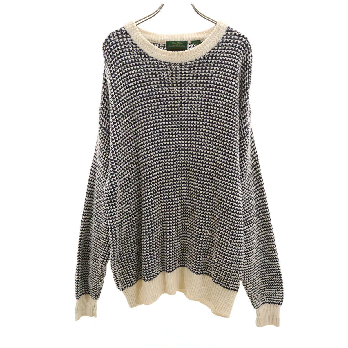 VAN HEUSEN ヴァンヒューゼン 80s 90s オールド ポップコーン編み 長袖 モックネック セーター L ネイビー メンズ