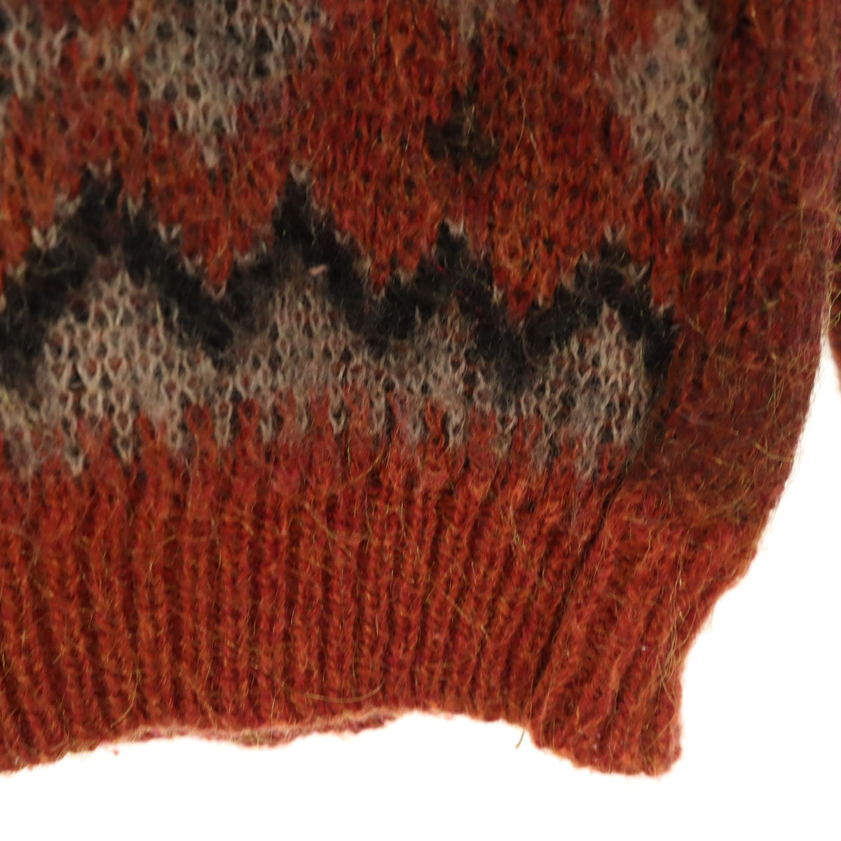 60s 70s ヴィンテージ アーガイル柄 長袖 モヘア カーディガン オレンジ メンズ