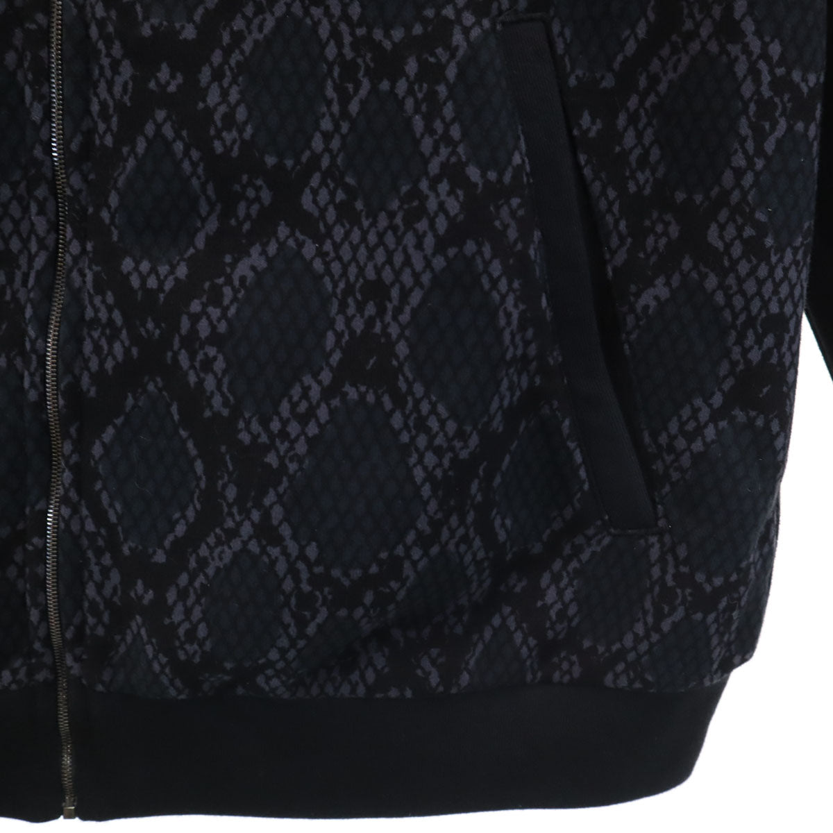 美品 Emporio Armani エンポリオアルマーニ パイソン柄 スウェット ジップジャケット 上下 セットアップ S/M ブラック EA7 メンズ