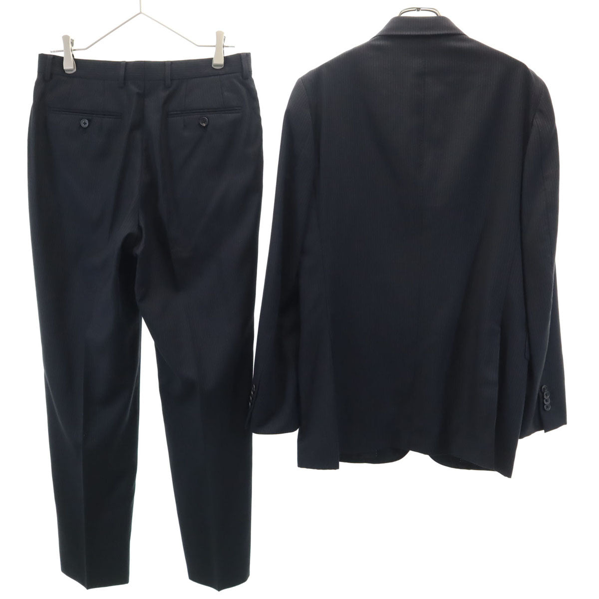 Paul Smith LONDON ポールスミスロンドン 日本製 ストライプ柄 スーツ 上下 セットアップ L ブラック メンズ