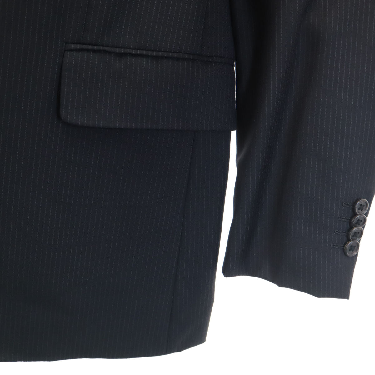 Paul Smith LONDON ポールスミスロンドン 日本製 ストライプ柄 スーツ 上下 セットアップ L ブラック メンズ