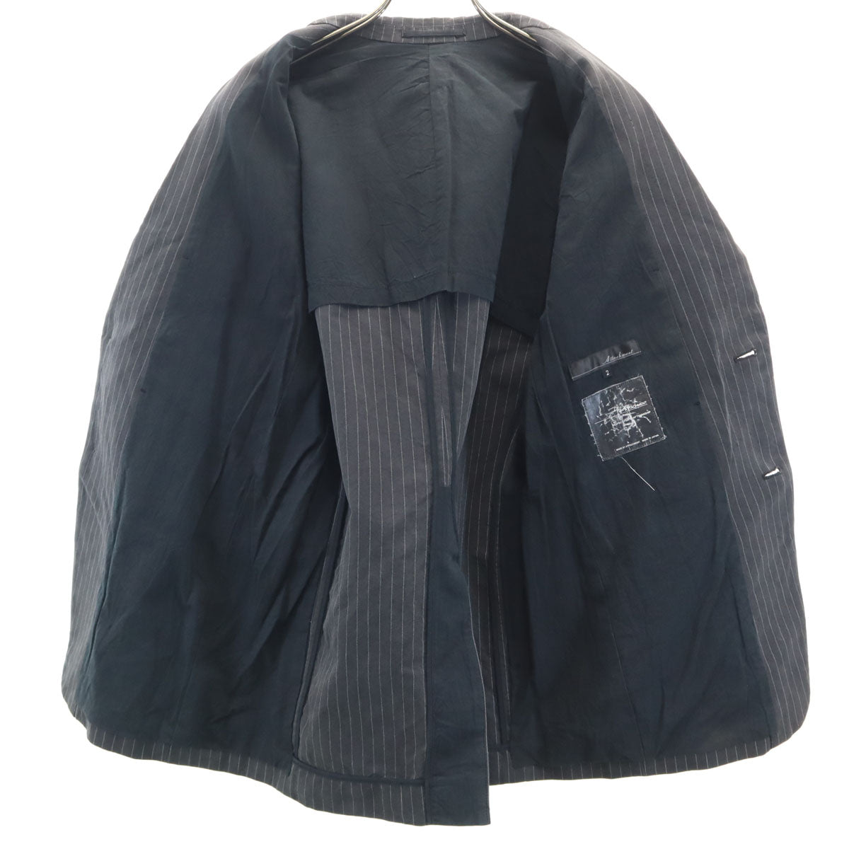 ATTACHMENT アタッチメント 日本製 ストライプ柄 テーラードジャケット 上下 セットアップ 2/1 チャコールグレー メンズ