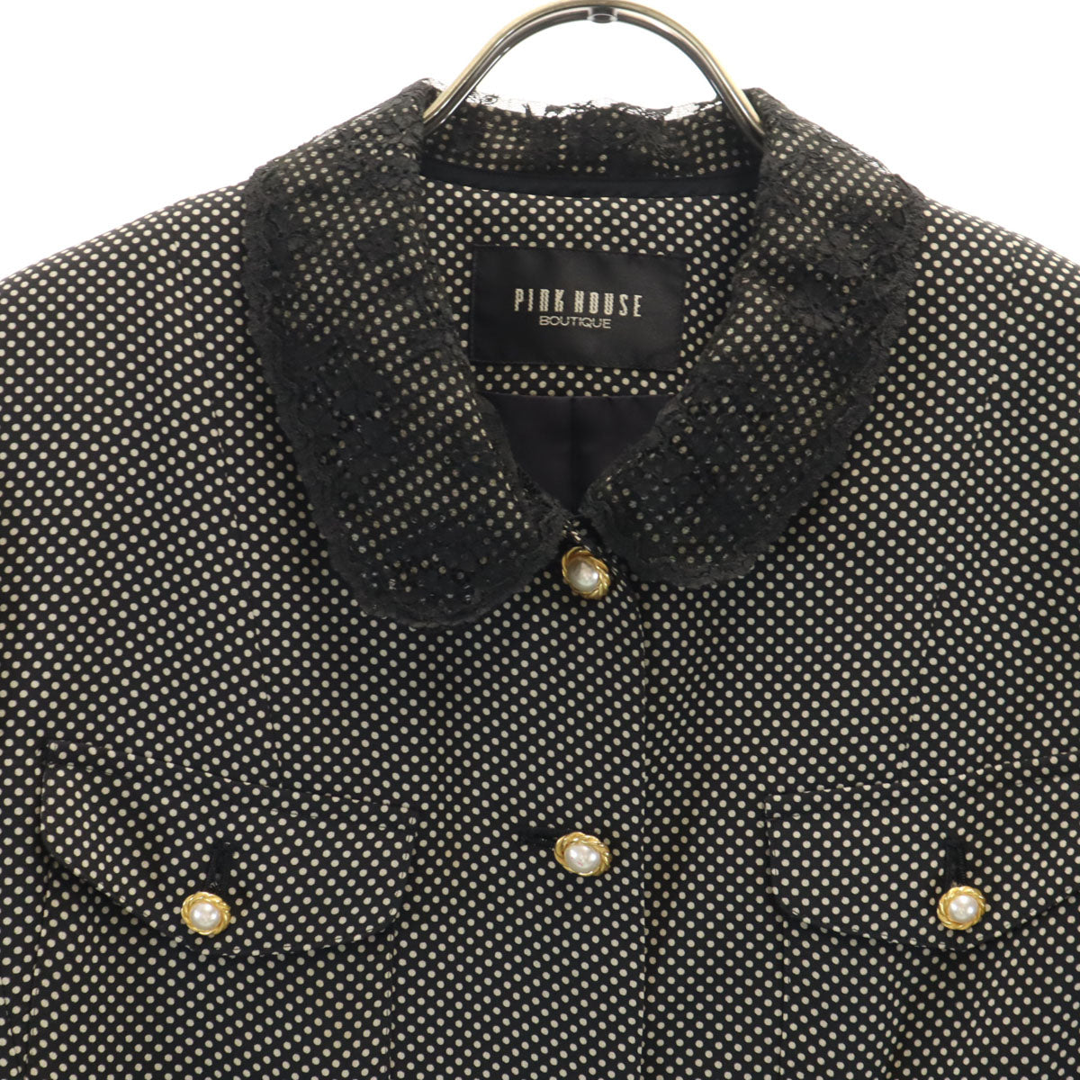 PINK HOUSE BOUTIQUE ピンクハウス ブティック 日本製 ドット柄 半袖 シフォン ワンピース L ブラック セット レディース