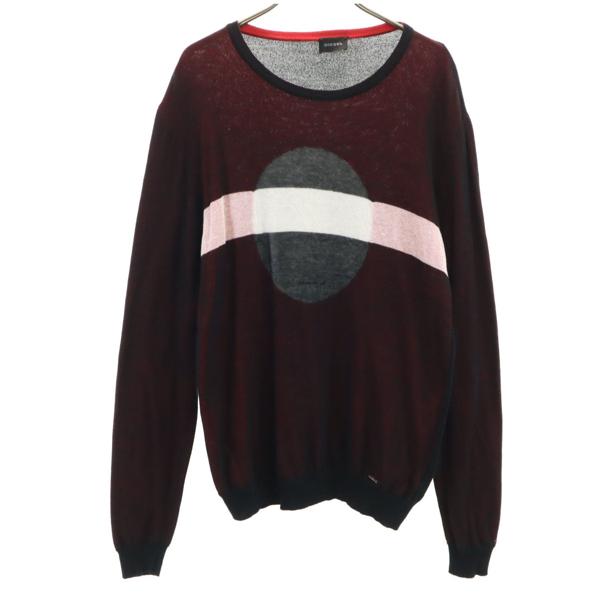 DIESEL ディーゼル イタリア製 長袖 ニット M レッド メンズ
