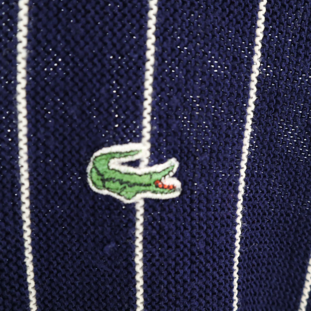 CHEMISE LACOSTE シュミーズラコステ 70s 80s ヴィンテージ フランス製 ストライプ柄 長袖 Vネック セーター ブルー フレンチラコステ メンズ