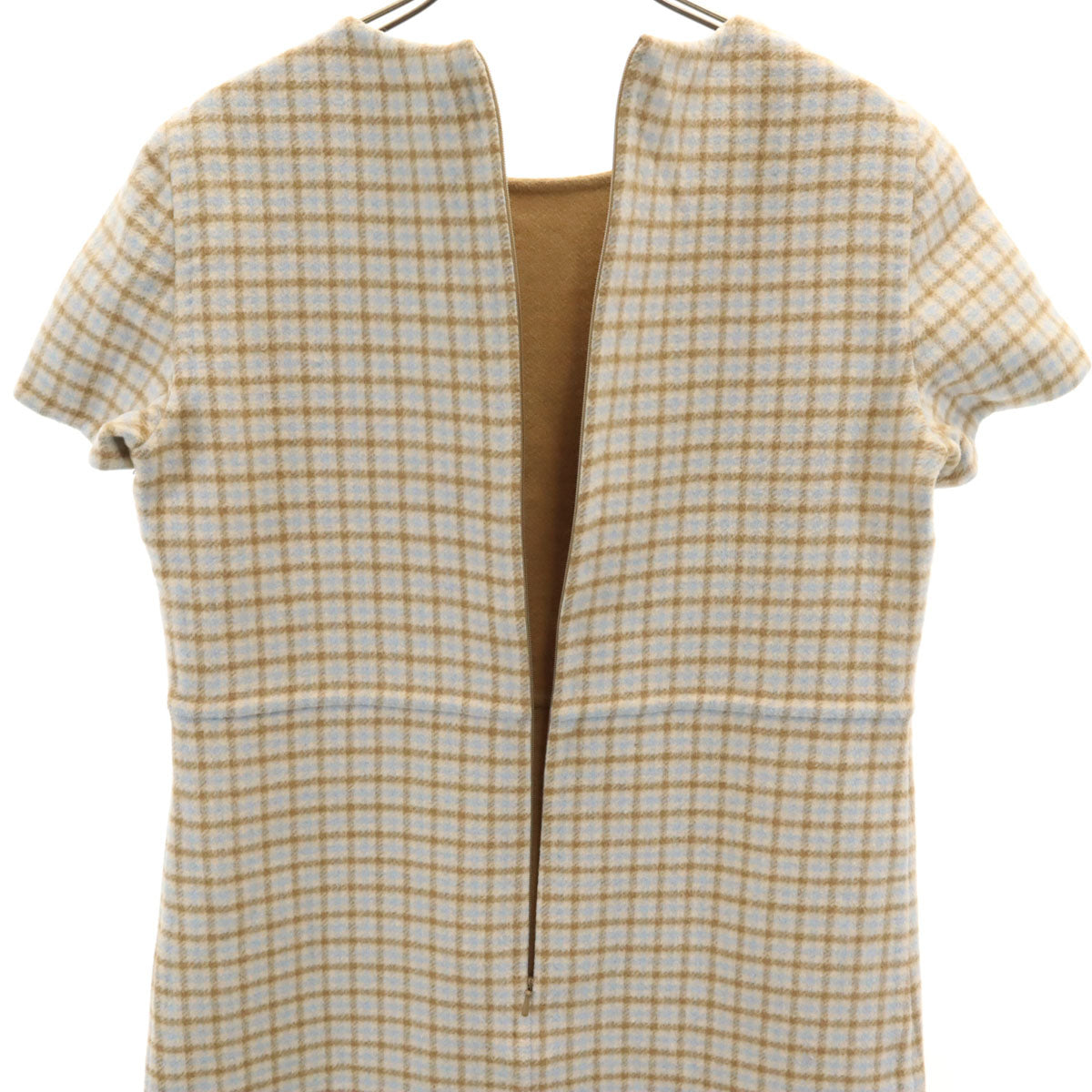 MAXMARA STUDIO マックスマーラステュディオ チェック柄 半袖 ワンピース 36 ベージュ レディース