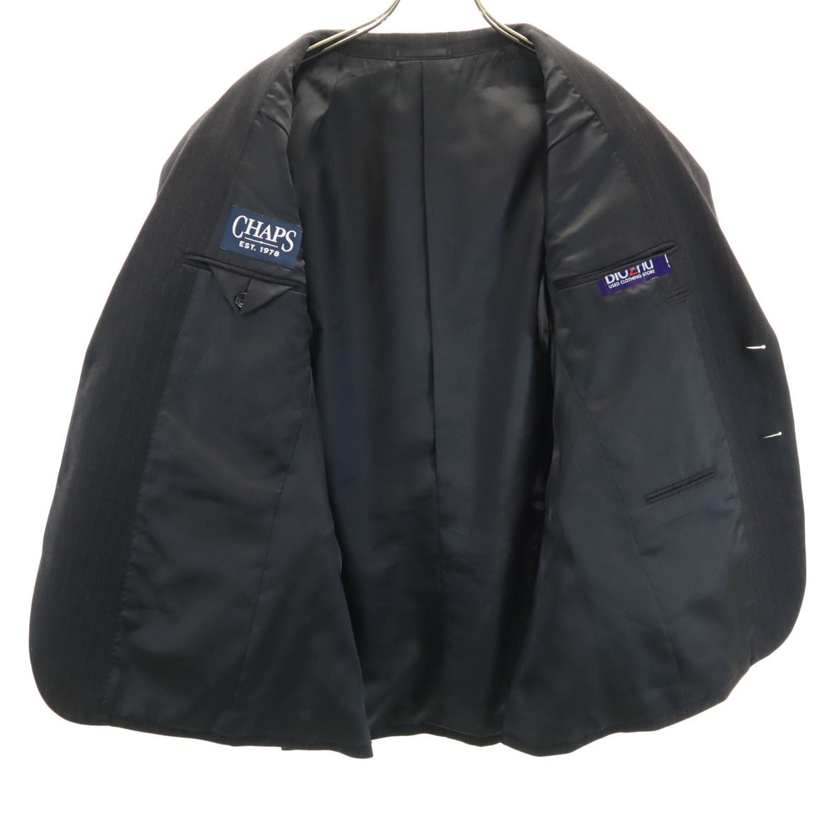 CHAPS チャップス ストライプ柄 スーツ 上下 セットアップ AB4 チャコールグレー メンズ